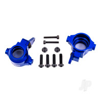 Steering blocks, 6061-T6 aluminium (Blue-anodised), left & right / steering block arms (2 pcs)