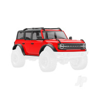 Body, Ford Bronco (2021), complete, Red (includes grille, side mirrors, door handles, fender flares, windshield wipers, spare Tyre mount, & clipless mounting)