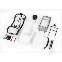 Body, Ford Bronco (2021), complete (White, requires painting) (includes grille, side mirrors, door handles, fender flares, windshield wipers, spare Tyre mount, & clipless mounting)