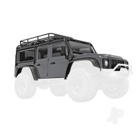 Body, Land Rover Defender, complete, Silver (includes grille, side mirrors, door handles, fender flares, windshield wipers, spare Tyre mount, & clipless mounting)