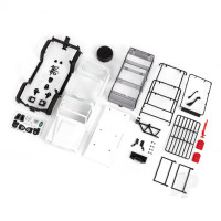 Body, Land Rover Defender, complete (White, requires painting) (includes grille, side mirrors, door handles, fender flares, fuel canisters, jack, spare Tyre mount, & clipless mounting)