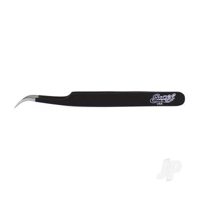 Slant Point Fine Point Tweezers, Black (Carded)