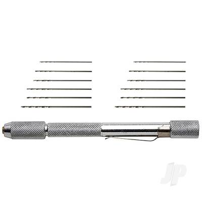 Mini Pin Vice with 12 Assorted Drills (Carded)