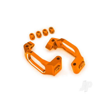 Caster blocks, 6061-T6 aluminium (orange-anodised), left & right, 4x22mm pin (4), 3x10mm BCS (with threadlock) (4), retainers (4)