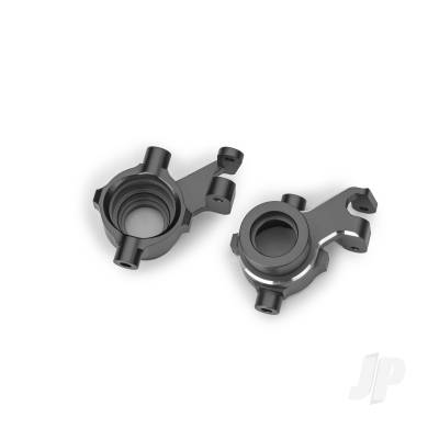 Steering blocks, 6061-T6 aluminium (grey-anodised), left & right, 3x18mm BCS (with threadlock) (2)