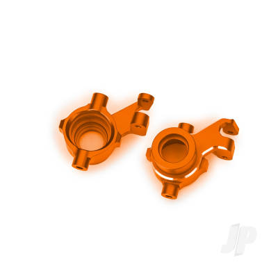 Steering blocks, 6061-T6 aluminium (orange-anodised), left & right, 3x18mm BCS (with threadlock) (2)