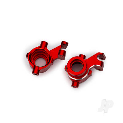 Steering blocks, 6061-T6 aluminium (red-anodised), left & right, 3x18mm BCS (with threadlock) (2)