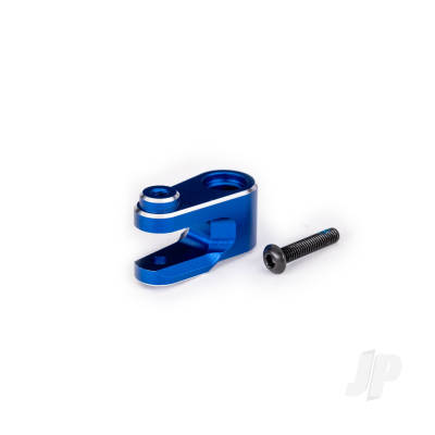 Servo horn, steering, 6061-T6 aluminium (Blue-anodised) / 3x15mm BCS (with threadlock) (1pc)