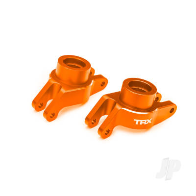 Carriers, stub axle (orange-anodised 6061-T6 aluminium) (rear) (left & right)