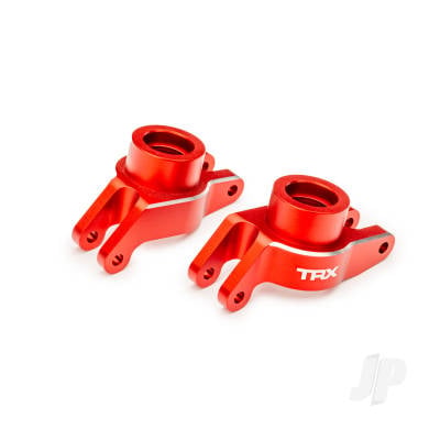 Carriers, stub axle (red-anodised 6061-T6 aluminium) (rear) (left & right)
