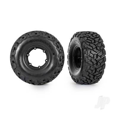 Wheels & Tyres, assembled, glued, left (1), right (1) (black wheels, Maxx Slash belted tyres, foam inserts) (outer) (TSM rated) (requires #10274 & 10276, sold separately)