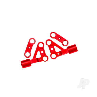 Suspenion arms, upper, front, 6061-T6 aluminium (Red-anodised) (left & right) / 2.5x5mm BCS (with threadlock) (2 pcs)