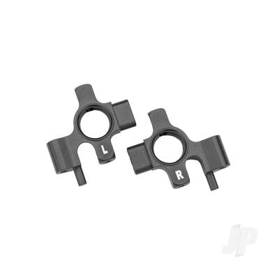 Steering blocks, 6061-T6 aluminium (Grey-anodised), left & right / 3x12mm BCS (with threadlock) (4 pcs)