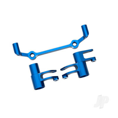 Steering bellcranks, drag link (Blue-anodised 6061-T6 aluminium) / 5x8x2.5mm ball bearings (2) / 6x10x3mm ball bearings (2) / hardware