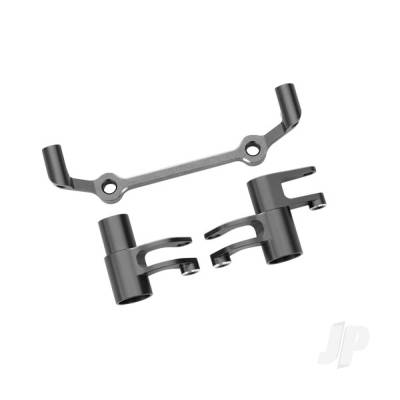 Steering bellcranks, drag link (Grey-anodised 6061-T6 aluminium) / 5x8x2.5mm ball bearings (2) / 6x10x3mm ball bearings (2) / hardware