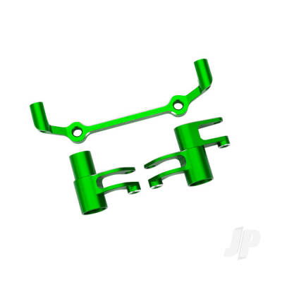 Steering bellcranks, drag link (Green-anodised 6061-T6 aluminium) / 5x8x2.5mm ball bearings (2) / 6x10x3mm ball bearings (2) / hardware
