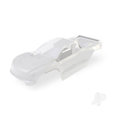 Body, Mini Maxx (Clear, requires painting), window masks, decal sheet (includes front & rear body latches, hardware) (for clipless mounting)