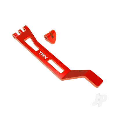 Battery hold-down, hold-down post (Red-anodised 6061-T6 aluminium), 3x15mm BCS (with threadlock) (1)