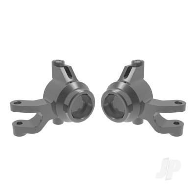 Steering blocks, 6061-T6 aluminium (Grey-anodised) (left & right), 3x12mm SS (with threadlock) (4 pcs), 3x15mm BCS (with threadlock) (2 pcs)