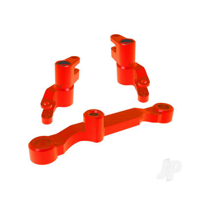 Steering bellcranks, draglink (Red-anodised 6061-T6 aluminium), 3x13mm SS (with threadlock) (2), 3x12mm BCS (with threadlock) (2), 5x8x2.5mm ball bearings (2), 5x10x4mm ball bearings (2)