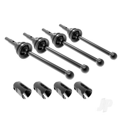 Driveshafts, steel constant-velocity (assembled), front or rear (4), drive cups (4), screw pins (4)