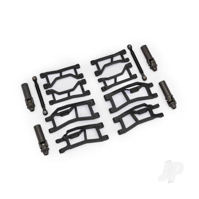Suspension kit, Mini Maxx WideMaxx, black (includes front & rear suspension arms, front toe links & outer half shafts (extended))