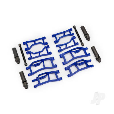 Suspension kit, Mini Maxx WideMaxx, blue (includes front & rear suspension arms, front toe links & outer half shafts (extended))