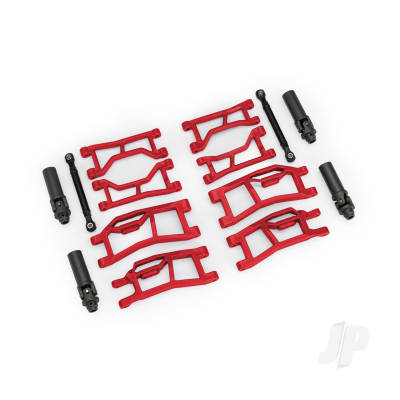 Suspension kit, Mini Maxx WideMaxx, red (includes front & rear suspension arms, front toe links & outer half shafts (extended))