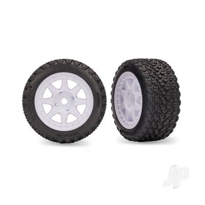 White Rear Mini Rally Wheels with Rally Tires (2)