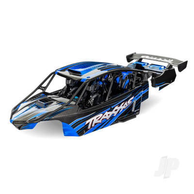 Body, Funco Pro Scale Sand Car, blue (painted, decals applied) (assembled with front & rear body supports for clipless mounting, roll cage & interior)