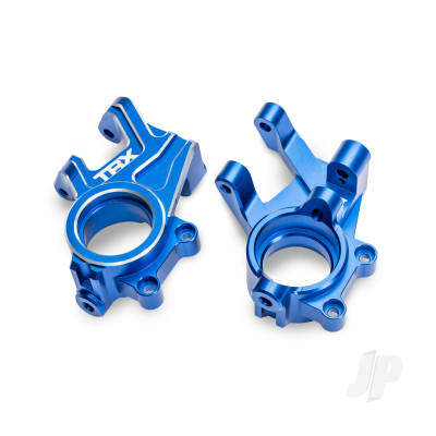 Steering blocks, 6061-T6 aluminium (blue-anodised) (left & right), 3x8mm BCS (with threadlock) (2), 4x35mm BCS (with threadlock) (2)