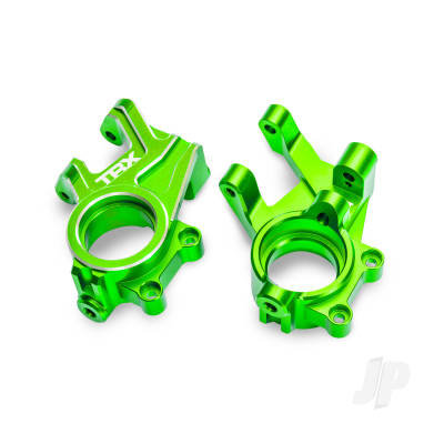 Steering blocks, 6061-T6 aluminium (green-anodised) (left & right), 3x8mm BCS (with threadlock) (2), 4x35mm BCS (with threadlock) (2)