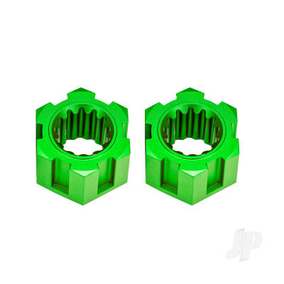 Wheel hubs, hex, front (6061-T6 aluminium, green-anodised) (2)