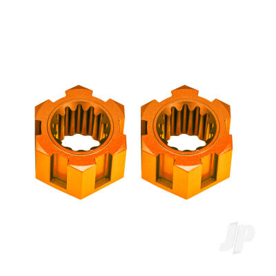 Wheel hubs, hex, front (6061-T6 aluminium, orange-anodised) (2)