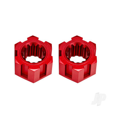 Wheel hubs, hex, front (6061-T6 aluminium, red-anodised) (2)