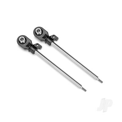 Shock shafts, GT-Maxx, 110mm (assembled with rod ends & hollow balls for 4mm pins) (steel, chrome finish) (2)