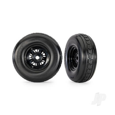 Wheels & Tyres, assembled, glued (Pro Scale Sand Car black wheels, dual profile tyres (3.2" outer, 4.9" inner), foam inserts) (front) (1 left, 1 right)