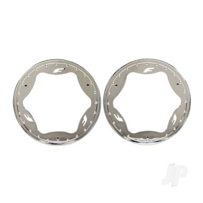 Beadlock rings, rear, chrome (3.9") (2)