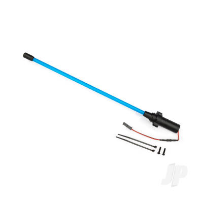 Whip light, LED, blue (assembled) (1)/ 3x12mm BCS (2) (replacement for 1 whip light, left or right) (requires #6588X accessory power supply)