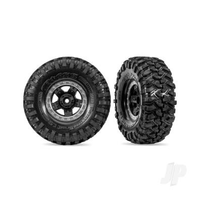 Tyres & wheels, assembled, glued (TRX-4 Sport black, satin chrome beadlock 1.9" wheels, Canyon Trail 4.6x1.9" tyres) (2)