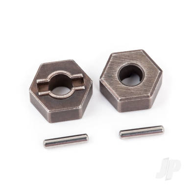 Wheel hubs, hex (steel) (2pcs) / axle pins (2 pcs)