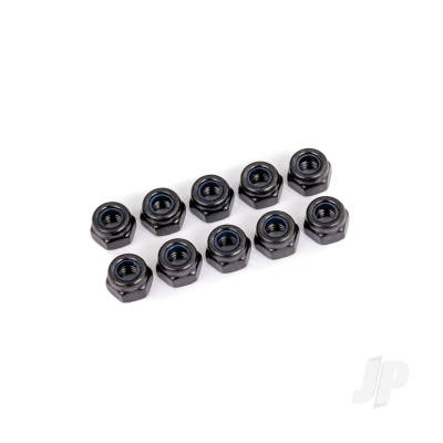 Nuts, 4mm nylon locking, Black (10)