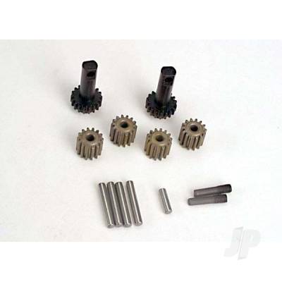 Planet gears (4 pcs) / planet shafts (4 pcs) / sun gears (2 pcs) / sun gear alignment shaft (1pc) all hardened Steel