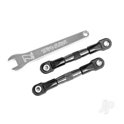 Camber links, rear (Tubes Charcoal Grey-anodised, 7075-T6 aluminium, stronger than Titanium) (2) (assembled with rod ends and hollow balls) / aluminium wrench (1) (fits Drag Slash)