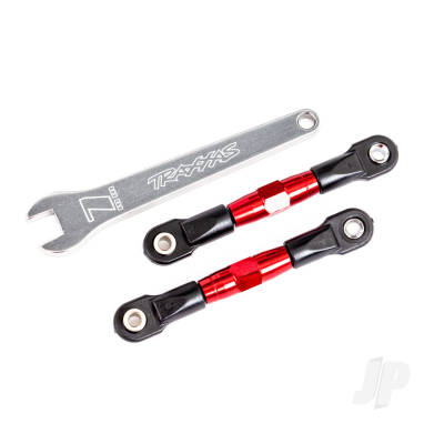 Camber links, rear (Tubes Red-anodised, 7075-T6 aluminium, stronger than Titanium) (2) (assembled with rod ends and hollow balls) / aluminium wrench (1) (fits Drag Slash)