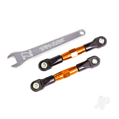 Camber links, rear (Tubes Orange-anodised, 7075-T6 aluminium, stronger than Titanium) (2) (assembled with rod ends and hollow balls) / aluminium wrench (1) (fits Drag Slash)