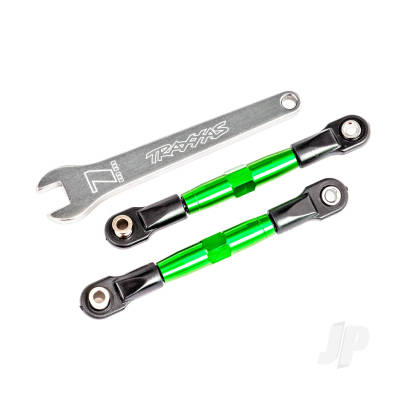 Camber links, front (Tubes Green-anodised, 7075-T6 aluminium, stronger than Titanium) (2) (assembled with rod ends and hollow balls) / aluminium wrench (1) (fits Drag Slash)