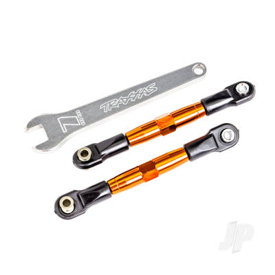 Camber links, front (Tubes Orange-anodised, 7075-T6 aluminium, stronger than Titanium) (2) (assembled with rod ends and hollow balls) / aluminium wrench (1) (fits Drag Slash)