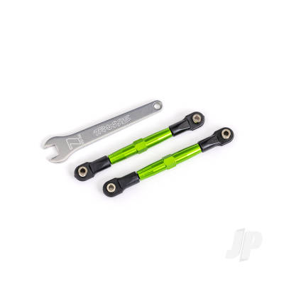 Toe links, front (Tubes Green-anodised, 7075-T6 aluminium, stronger than Titanium) (2) (assembled with rod ends and hollow balls) / aluminium wrench (1) (fits Drag Slash)