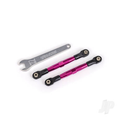 Toe links, front (Tubes Pink-anodised, 7075-T6 aluminium, stronger than Titanium) (2) (assembled with rod ends and hollow balls) / aluminium wrench (1) (fits Drag Slash)